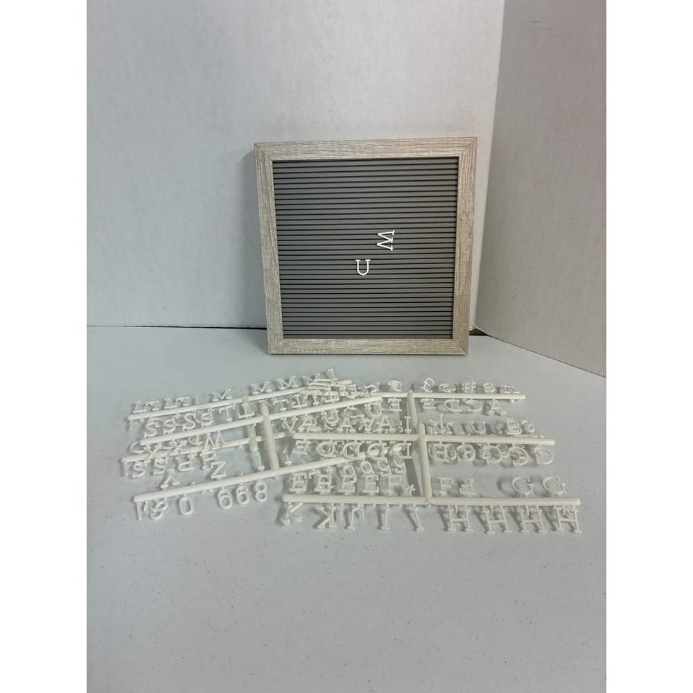 Pearhead Grey Felt Letter Board Light Wood Grain Frame with White Letters 10x10